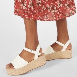 JustFab White Espadrille Platform Sandals